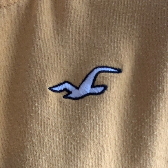 Cropped Yellow Hollister oversized hoodie - Picture 4 of 5